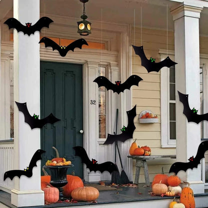 12PCS Halloween Hanging Bats, Halloween Flying Bat Hanging Decorations