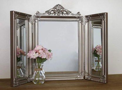 Large Dressing Table Mirror Home Decor Folding 3 Sided Tri Fold Champagne Vanity