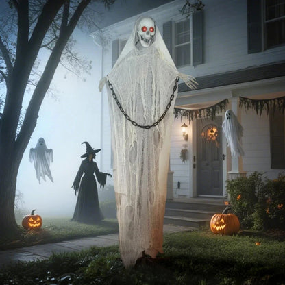 6' Halloween Animated Grim Reaper Skeleton, Glowing Eyes