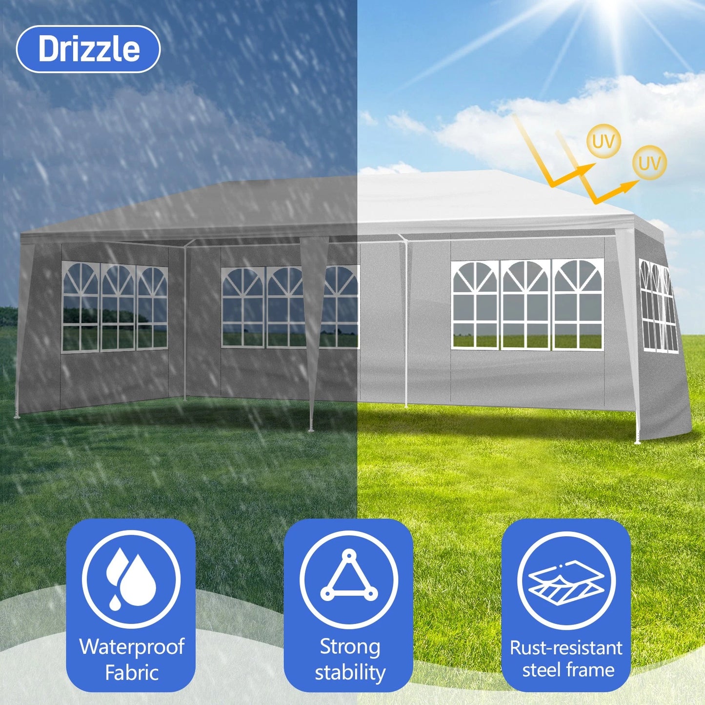 3x6M Gazebo Marquee Party Tent With Sides Waterproof Garden Patio Outdoor Canopy