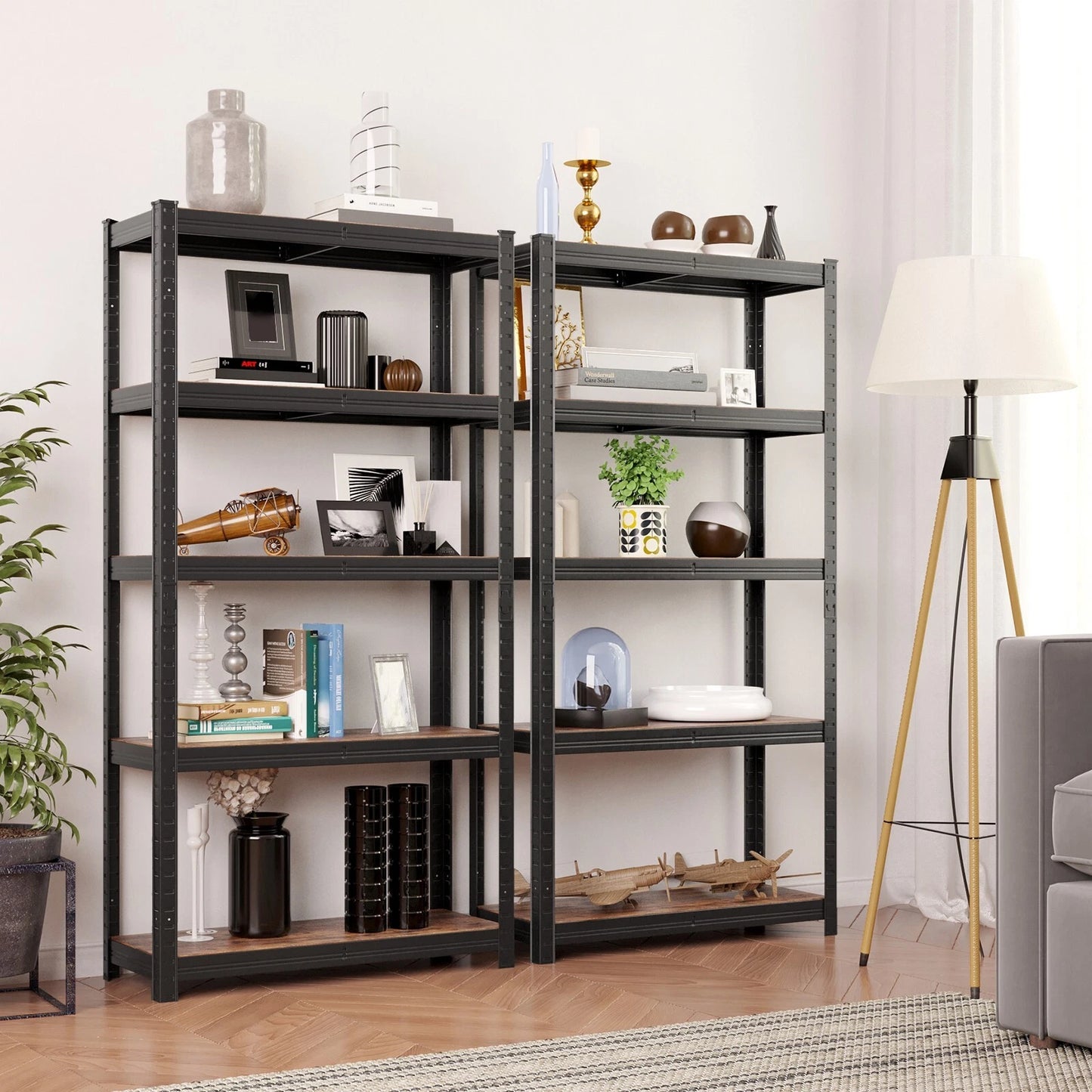 Shelving Unit 650kg Load Capacity Industrial Adjustable Rustic Brown