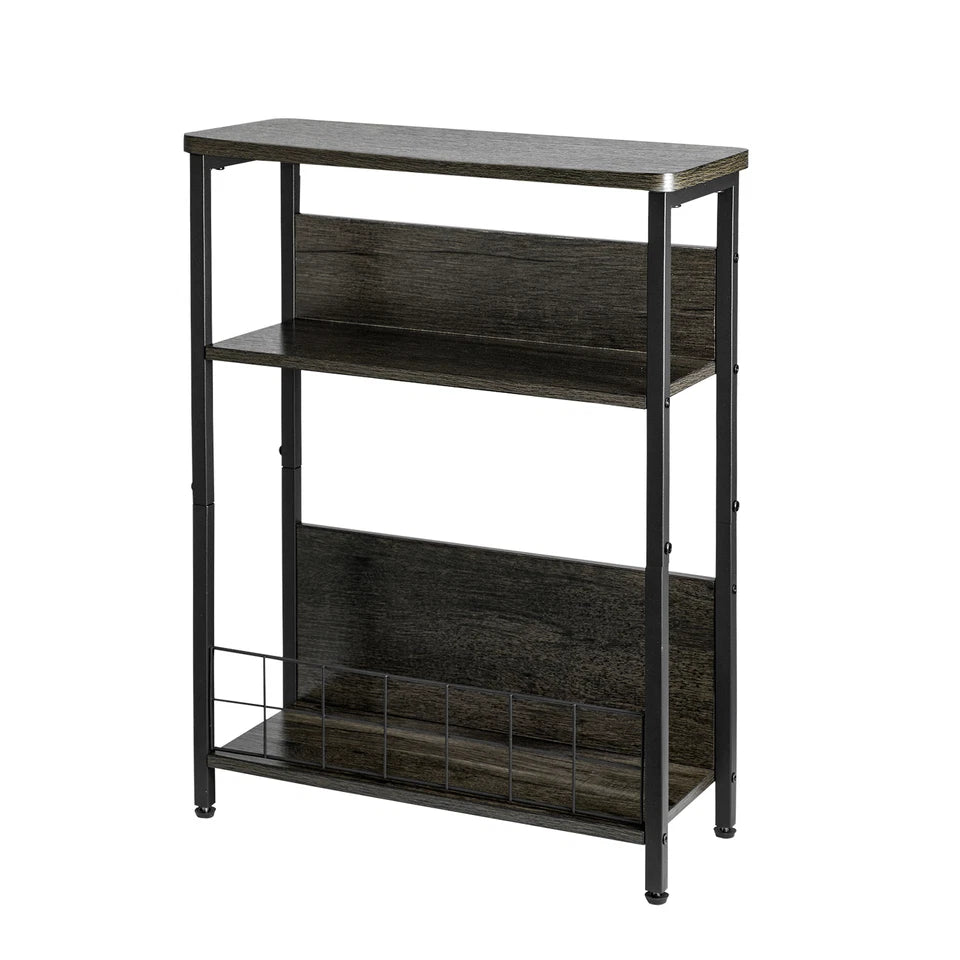 Vintage Narrow Side Table with Storage Shelf, 3 Tier Slim End Table Modern Sofa
