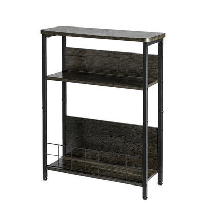 Vintage Narrow Side Table with Storage Shelf, 3 Tier Slim End Table Modern Sofa