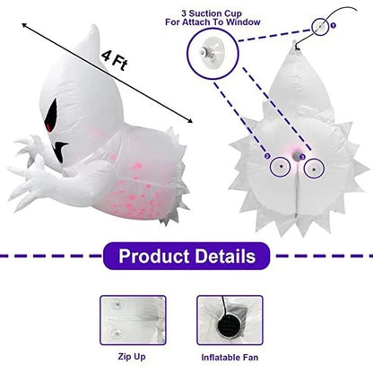 Halloween Inflatable Ghost With LED Lights Coming Out From Window Outdoor Decor