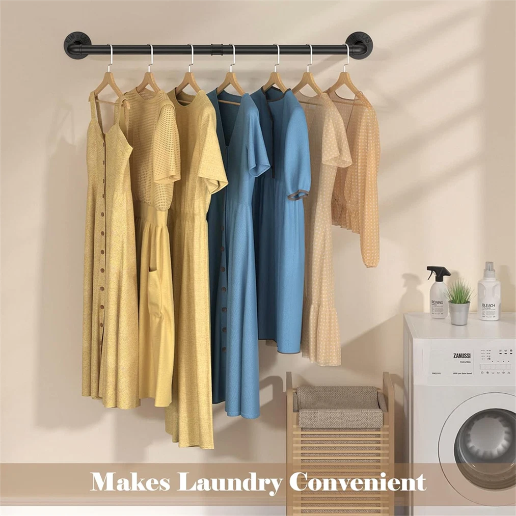 2X Super Strong Bearing Metal Pipe Clothes Rack Clothes Hanger Pole Garment Bar