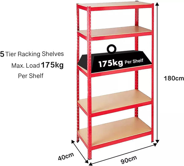 Garage Racking 5 Tier Shelving Unit Boltless Heavy Duty Metal Shelf Shed Storage