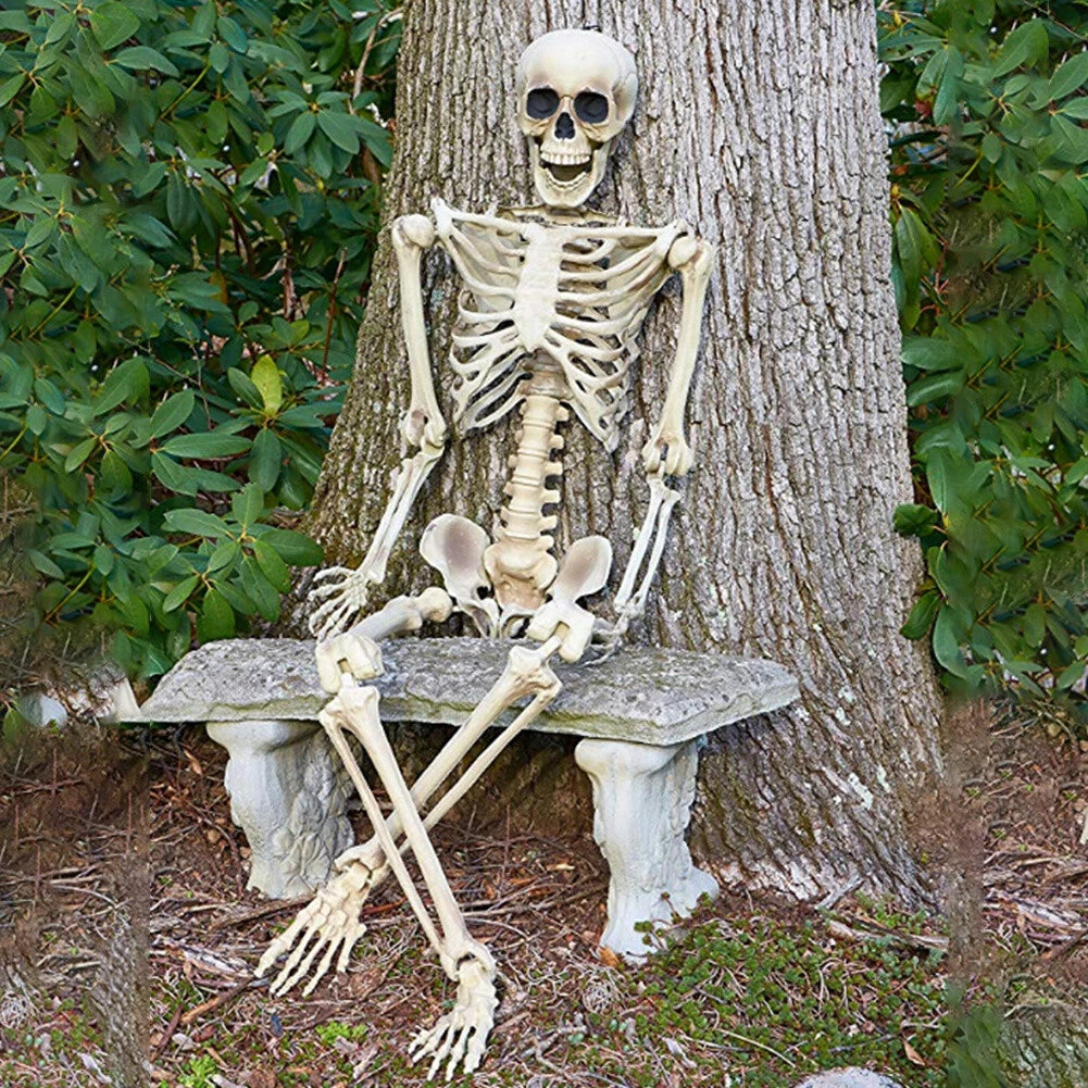 170cm Full Life Size Halloween Hanging Human Skeleton Bones Posable Skull Party