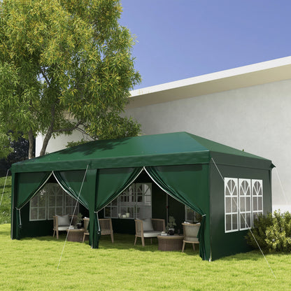 3x6m Popup Garden Heavy Duty Gazebo Marquee Party Tent Canopy with 6 Side Walls