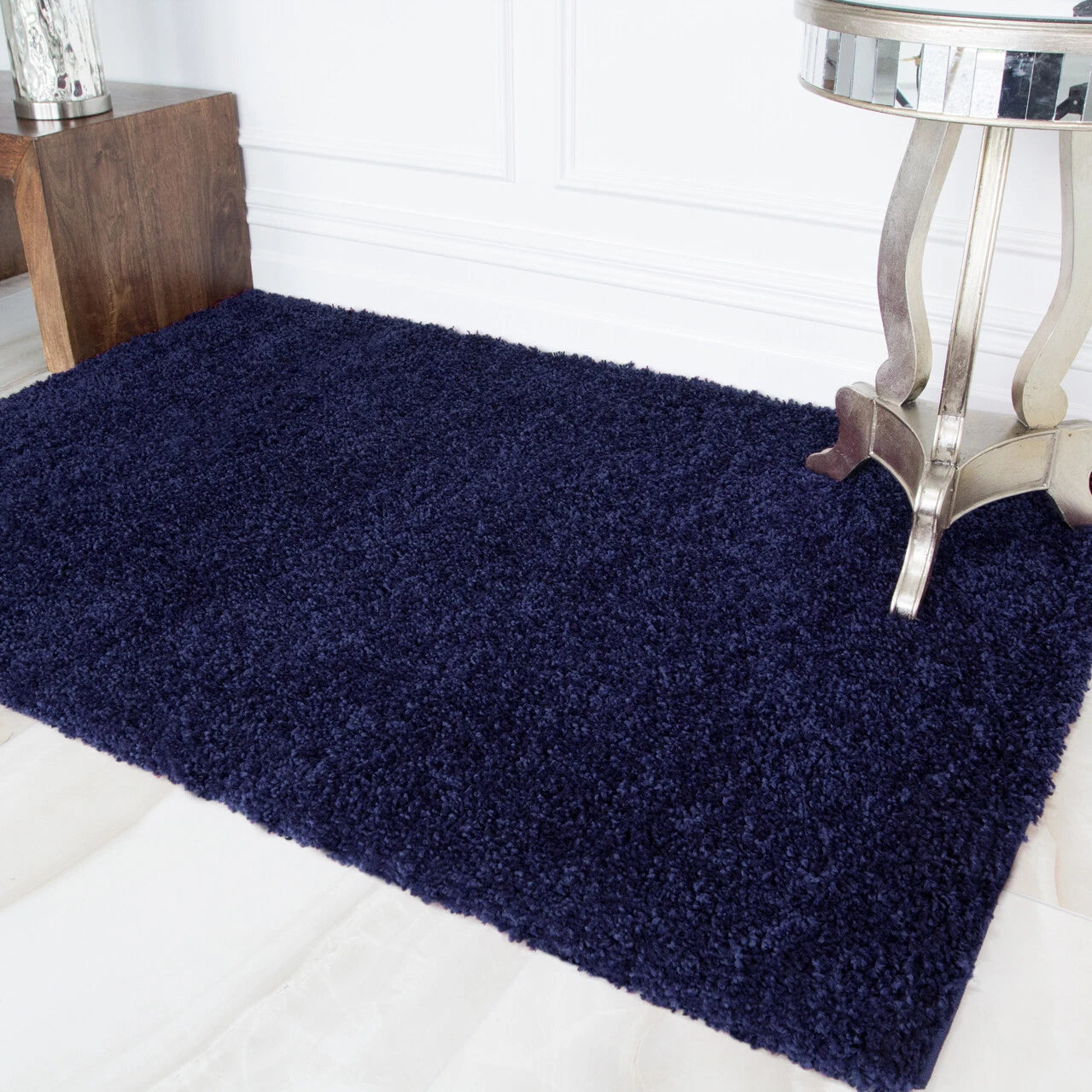 Sale Fluffy Navy Dark Blue Blue Shaggy Rug Soft Thick Large Small