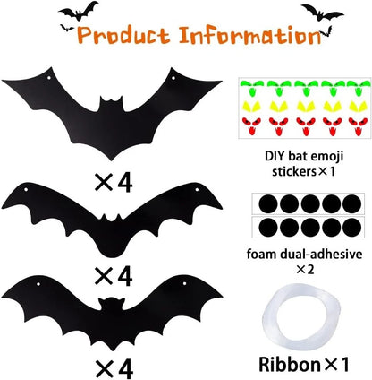 12PCS Halloween Hanging Bats, Halloween Flying Bat Hanging Decorations