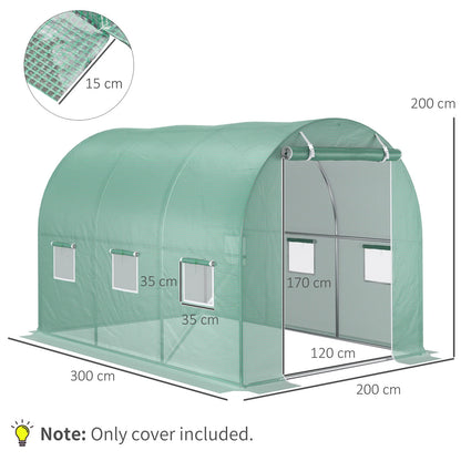 3 x 2 x 2m Greenhouse Replacement Cover ONLY for Tunnel Greenhouse
