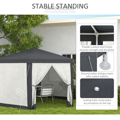 Dark Grey Hexagonal Metal Netting Gazebo Patio Out- door Canopy Party Marquee