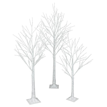 Outdoor 4ft, 6ft, 8ft Birch Christmas Twig Tree Pre Lit Ice Warm White Multi LED