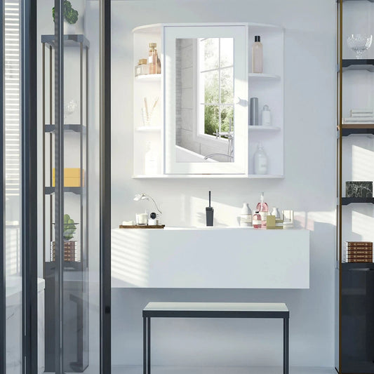 Wall Mounted Bathroom Cabinet with Mirror Single Door Storage Shelves