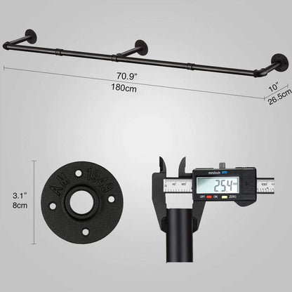 6ft Heavy Duty Clothes Rail Pipe Garment Rack Wall Mounted Hanging Clothes Pole