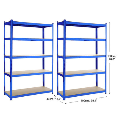 5 Tiers Shelving Units Warehouse Racking Shelf Steel Garage Unit 180x100x40CM