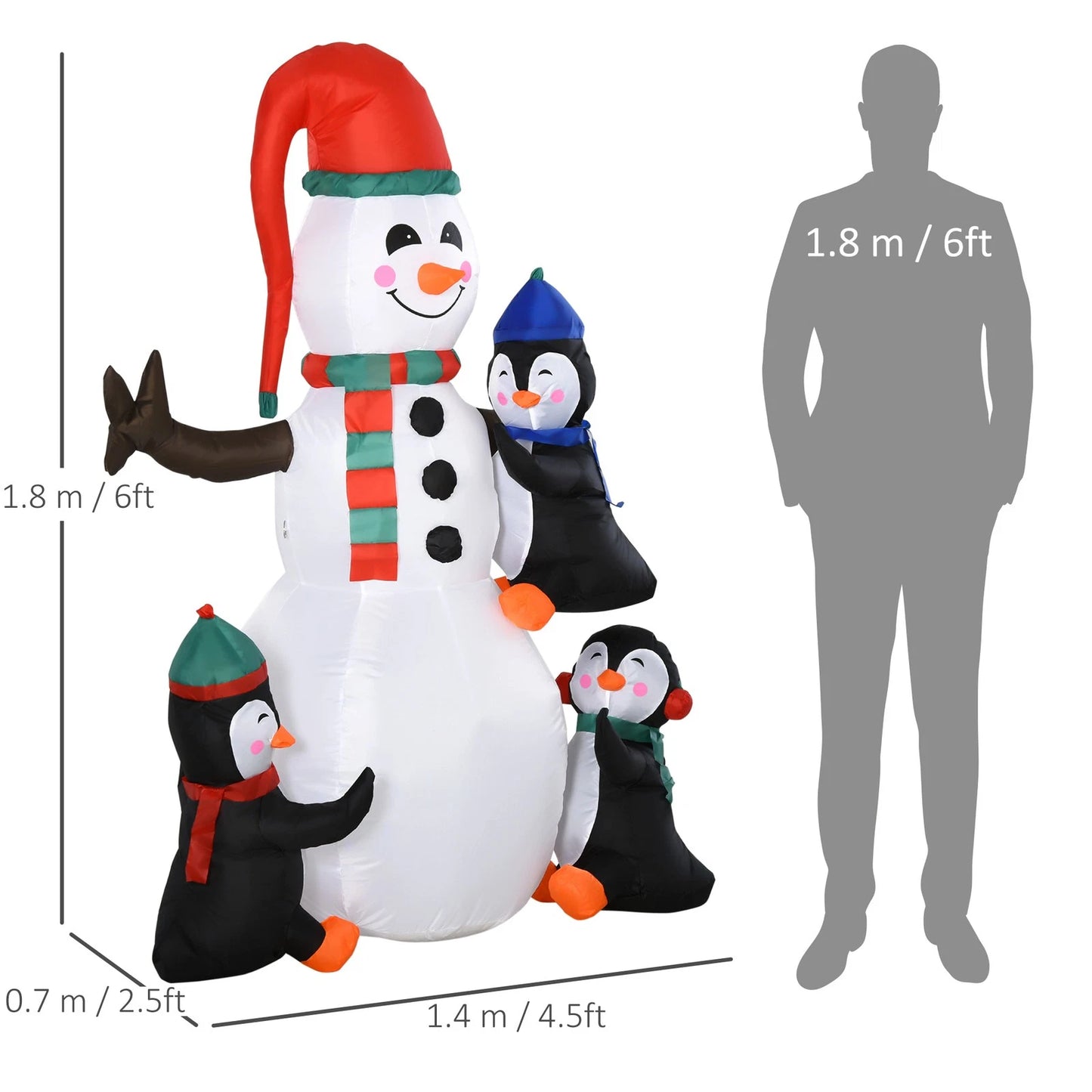6ft Inflatable Christmas Decoration Snowman Three Penguins LED Lighted Outdoor