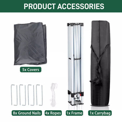 3x3M Heavy Duty Gazebo Marquee Popup Waterproof Garden Party Tent 4 WallSides