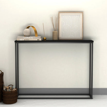 Wooden Free Standing Hallway Console Table Living Room Shelf Display Metal Legs