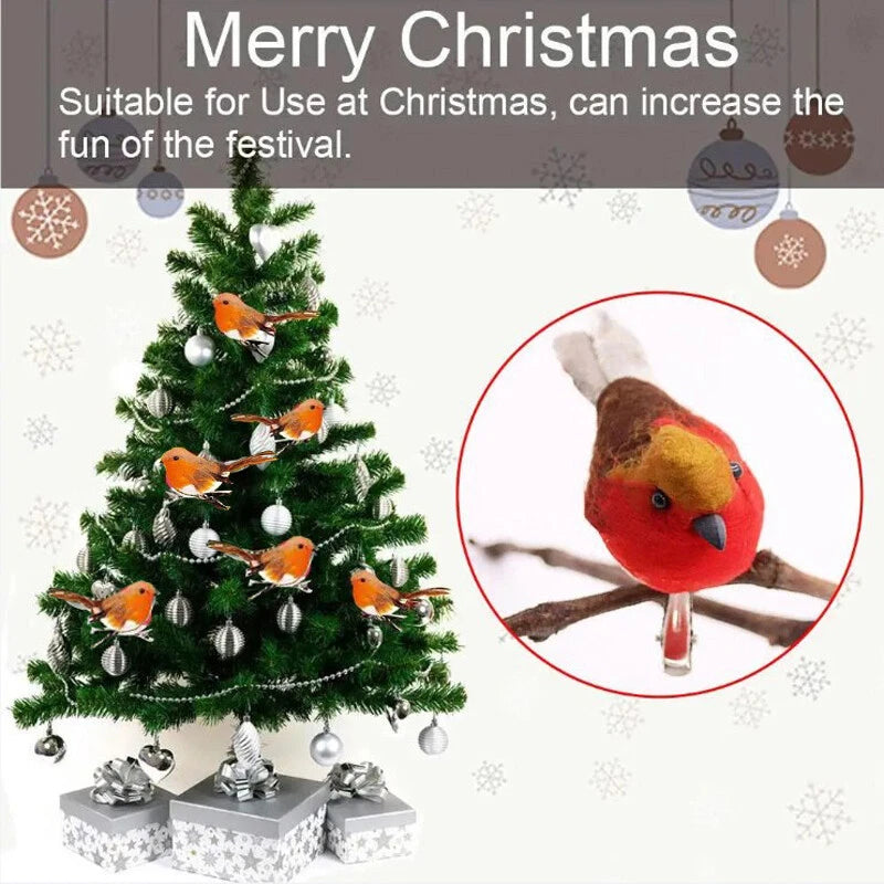 6/12x Clip On Christmas Robins Cute Festive Xmas Tree Bird Decoration Ornament