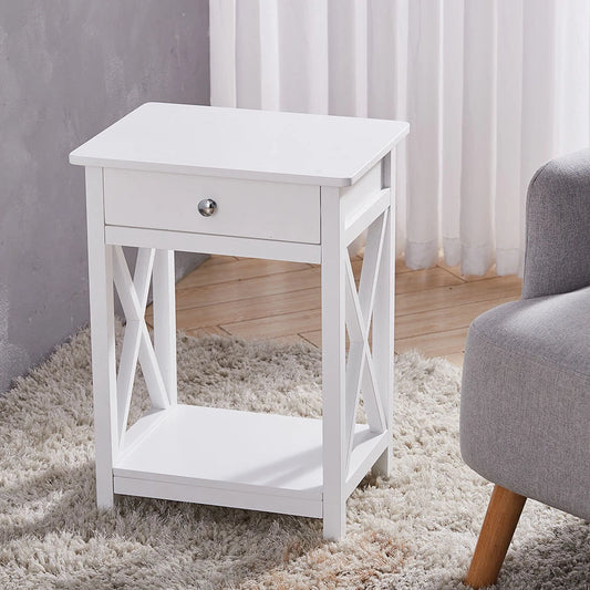 Bedside Table Cabinet Nightstand Small Side End Table Storage Drawer Organizer