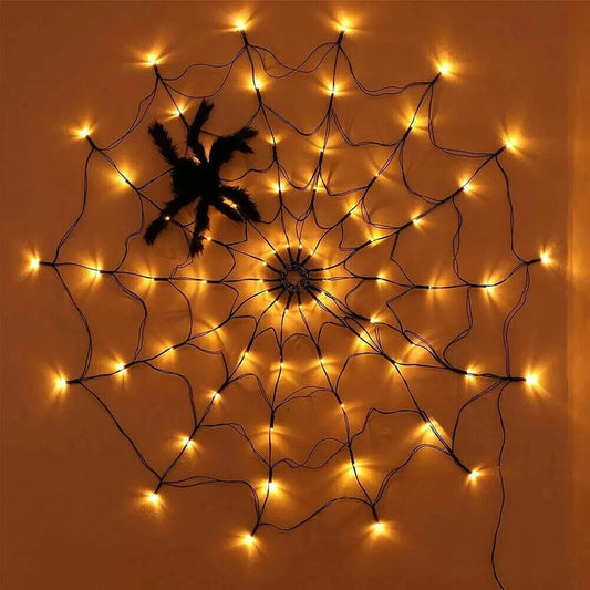 100cm LED Light Halloween Decoration Giant Spider Web Party Props Outdoor Decor