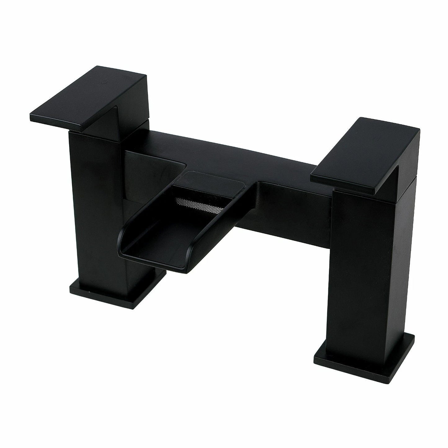 Bathroom Modern Waterfall Black Basin Sink Mono Square Mixer Tap Filler Waste
