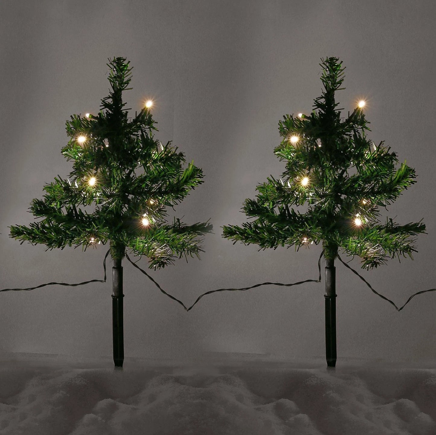 6 x Pre Lit Garden Christmas Tree Path Lights 90 LED Set Lawn Outdoor Decoration