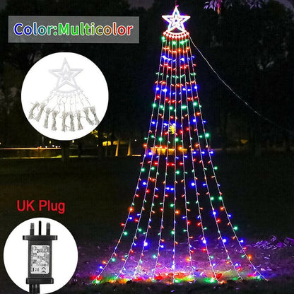 Christmas Tree Decorations Outdoor Star String Waterfall Lights 350LED Xmas Tree