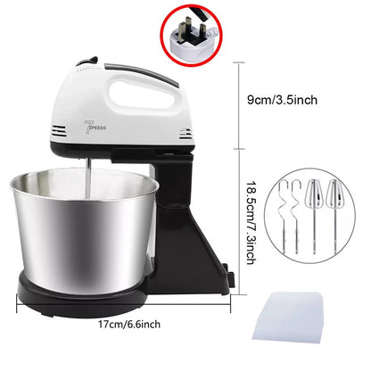 7 Speed + Cake Electric Stand Mixer Food Multi Mixing Bowl Blender Beater Dough