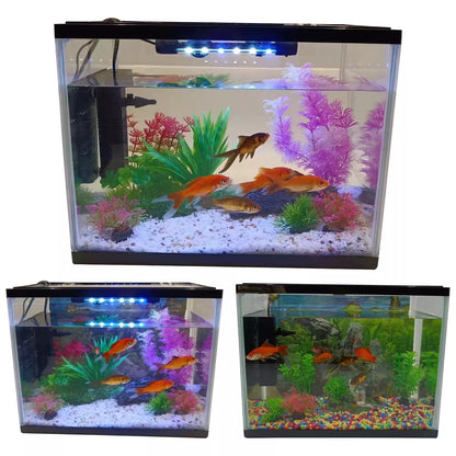 26L LED Glass Aquarium Fish Tank Starter Kit Fish Net, Led Light Air Pump