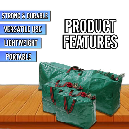 SET OF 3 GREEN CHRISTMAS TREE STORAGE BAG