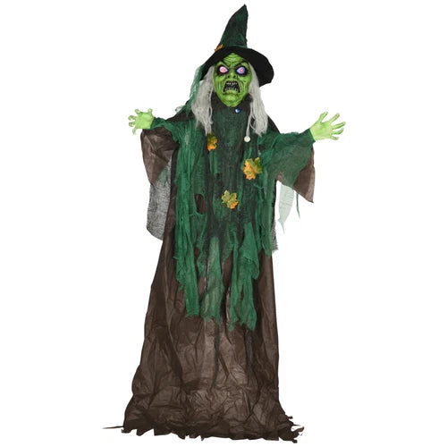 6ft Animated Halloween Witch Prop Outdoor Decoration with Glowing Eyes & Hear