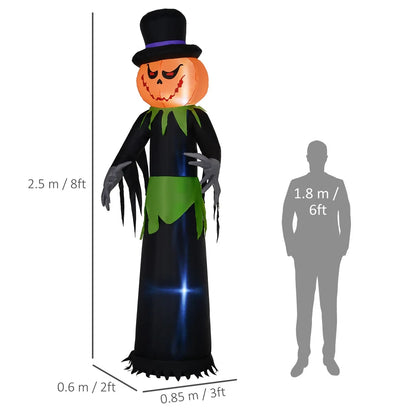 8FT Tall Halloween Inflatable Pumpkin Ghost in A Hat
