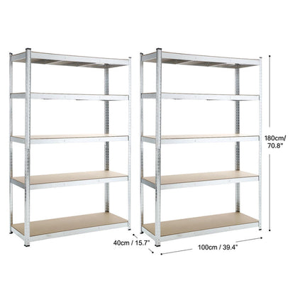 5 Tiers Shelving Units Warehouse Racking Shelf Steel Garage Unit 180x100x40CM