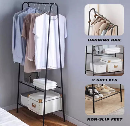 Metal Clothes Rail Hanging Rack Garment Display Stand Storage Shelf