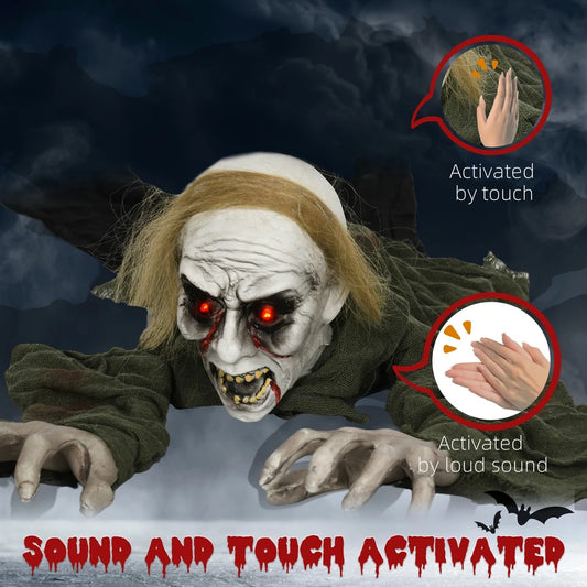 167 cm Halloween Crawling Zombie, Outdoor Animated Prop