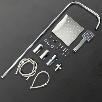 Shower Kit Twin Head 2 Mixer Shower Heads Rail Hose Riser Square Bathroom Set