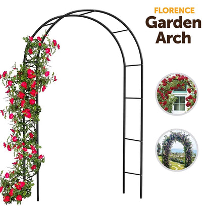 LARGE 2.4M HEAVY DUTY METAL GARDEN ARCH STRONG ROSE CLIMBING PLANTS SUPPORT