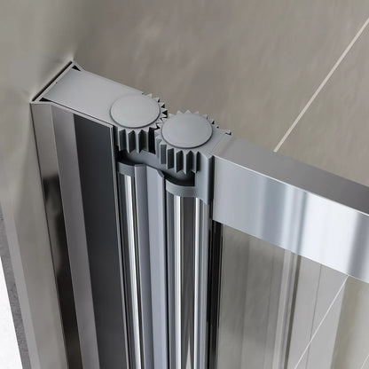 5 Folding Bath Shower Screen Black / Chrome Frame Wet Room Glass Panel 1200 x 1400mm