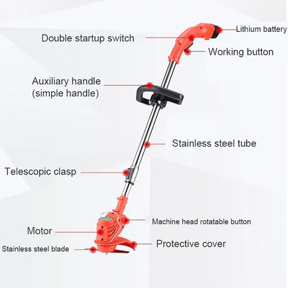 3-in-1 Cordless Strimmer Grass Trimmer Cutter Garden Lawn Edger + 2x 12V Battery