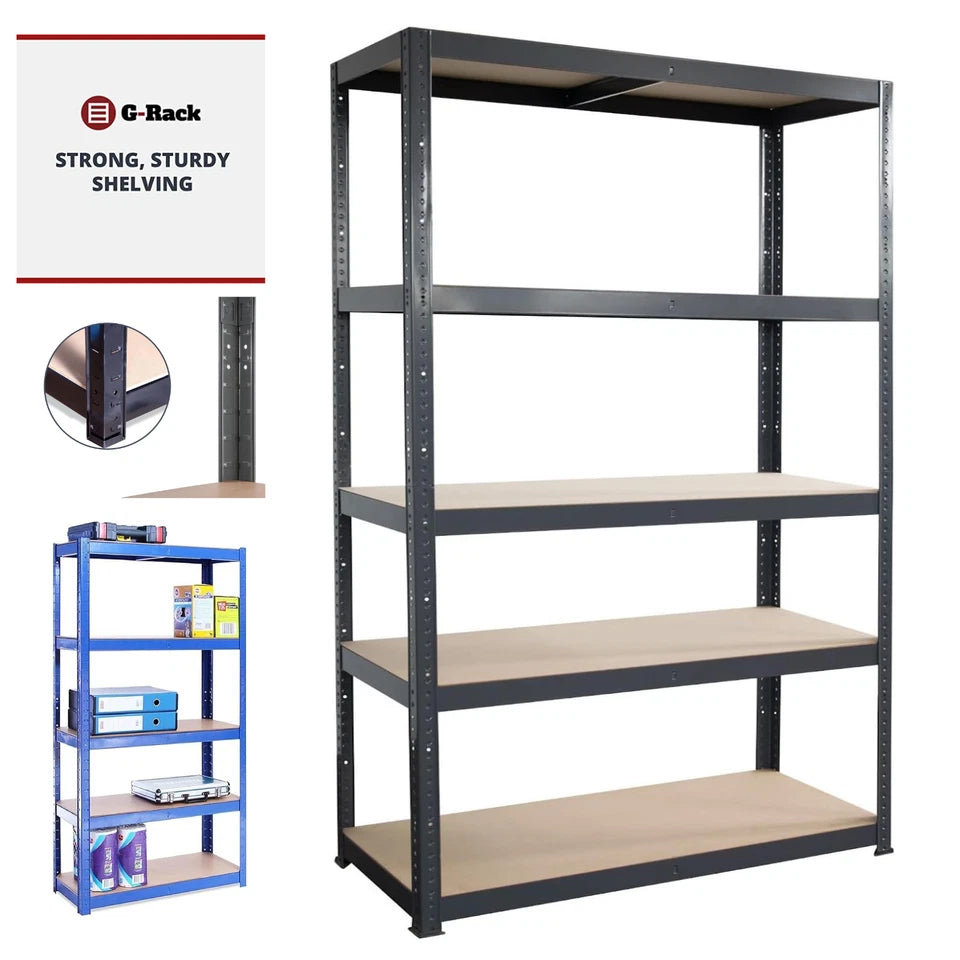 180x120x45cm Garage Shelving Units Single Bay 5 Tier Shelf Unit