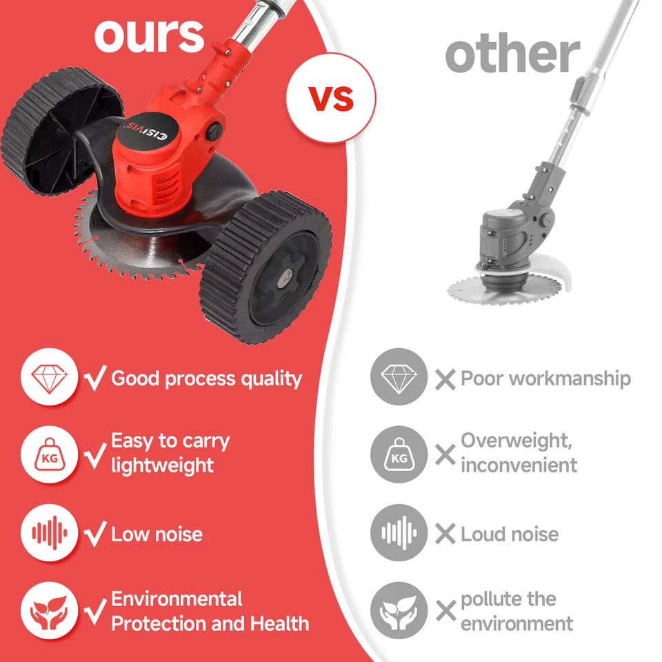 21V Cordless Electric Strimmer Grass Trimmer Weeder Garden Edger 2 Battery Wheel