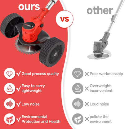 21V Cordless Electric Strimmer Grass Trimmer Weeder Garden Edger 2 Battery Wheel
