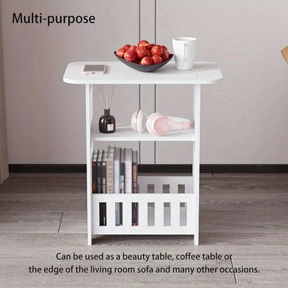 White Small Bedside Table Nightstand Tea Coffee Table Nightstand Storage Shelf