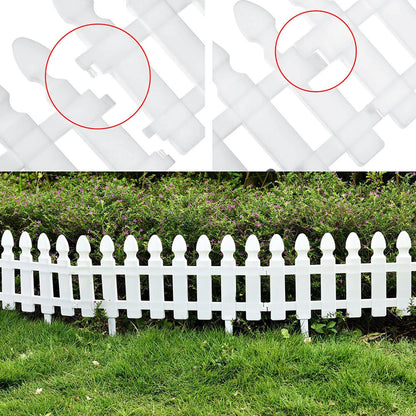 4,8,12 PCS White Plastic Picket Fencing Wooden Effect Lawn Border Edge Garden Edging