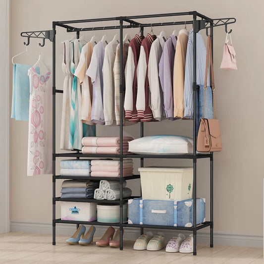 Heavy Duty iron Clothes Rail Stand Rack Storage Garment Shelf Hanging Display