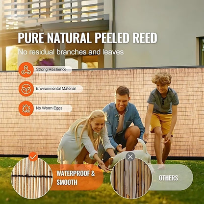 1.8M x 4M Natural Bamboo Peeled Reed Fence Screening Roll Fencing Panel Garden