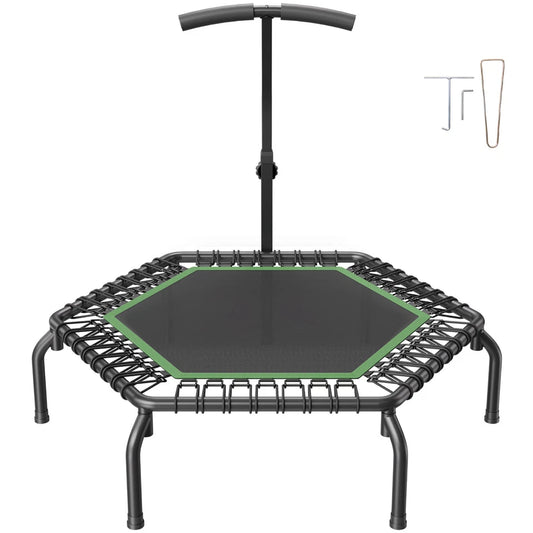 54.5" Mini Fitness Trampoline Adults Indoor Exercise Rebounder with Handle