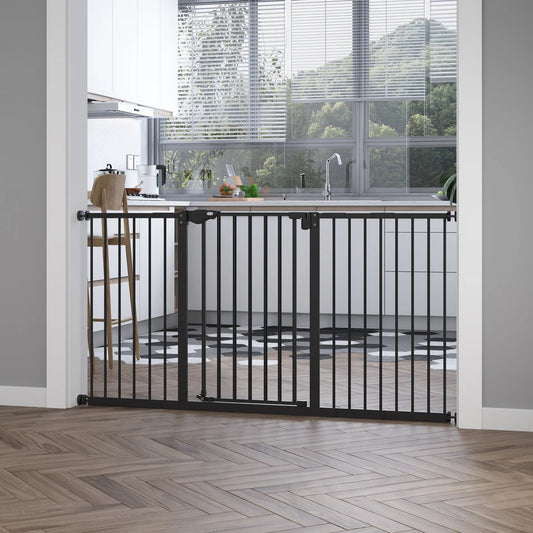 BabyDan Black Extra Wide Self Closing Kids Pressure Fit Stair Safety Gate